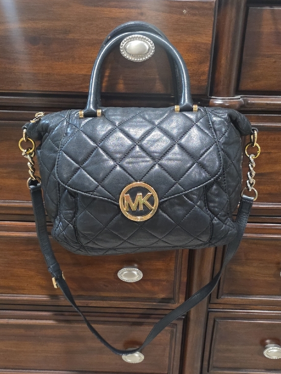 Michael Kors Handbags - Michael Kors Black Leather Quilted Satchel Shoulder Bag